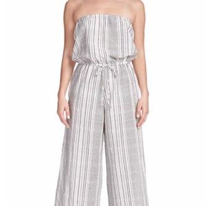 NWT striped, strapless linen jumpsuit